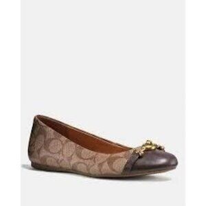 Coach Leila Signature Canvas & Leather Ballet Flats Brown Size 5.5 New 7966
